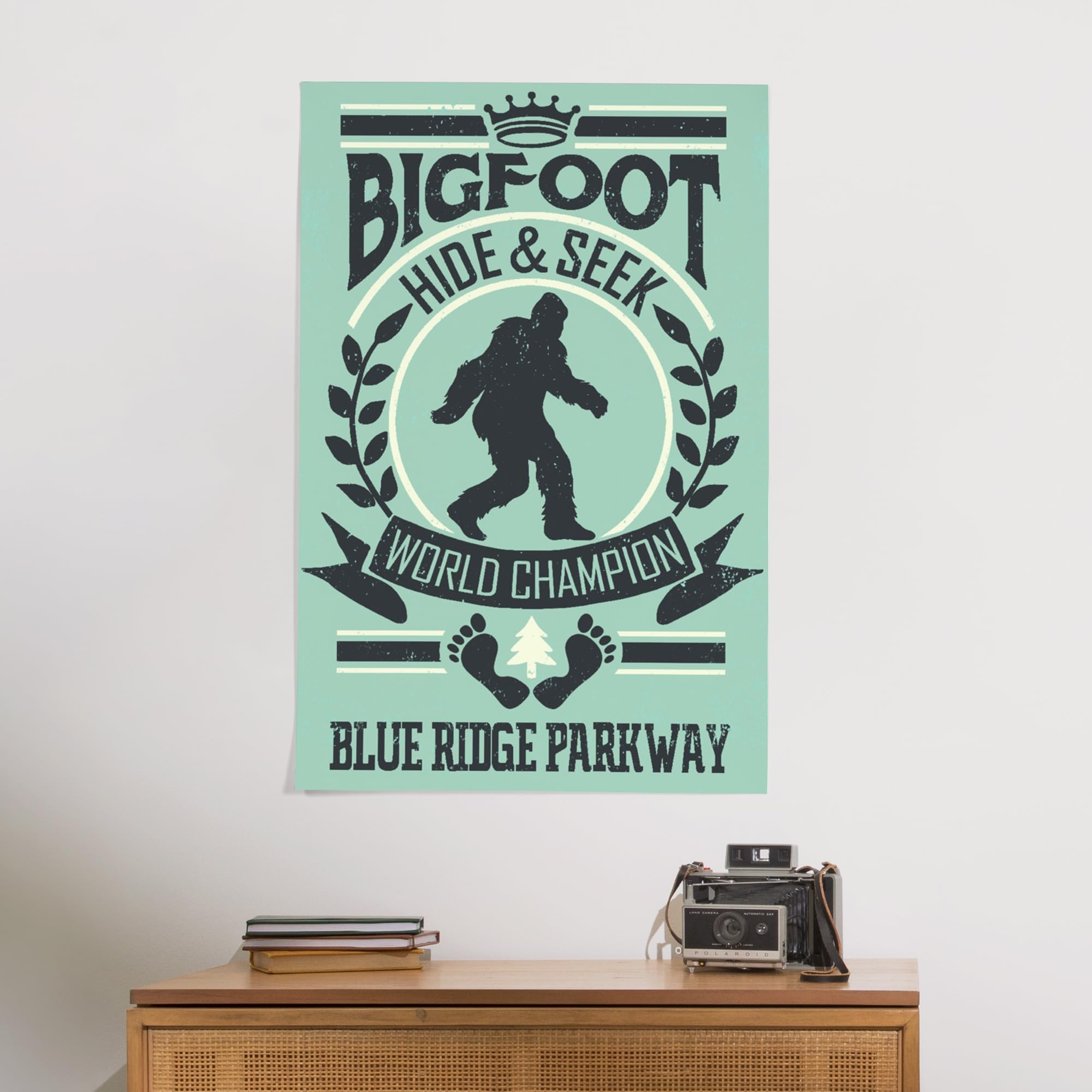 Lantern Press 24X36 Inch Giclee Art Print Wall Decor, Blue Ridge Parkway, Bigfoot Hide And Seek